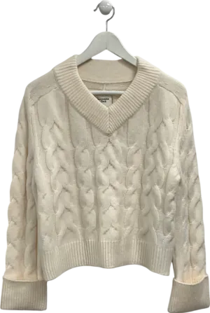Abercrombie & Fitch Cream Easy V-neck Cable Sweater UK S