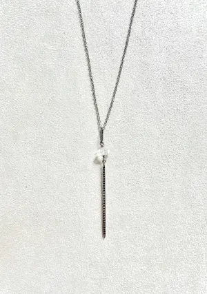 Black Diamond and Herkimer Diamond Drop on Blackened Sterling Silver Chain