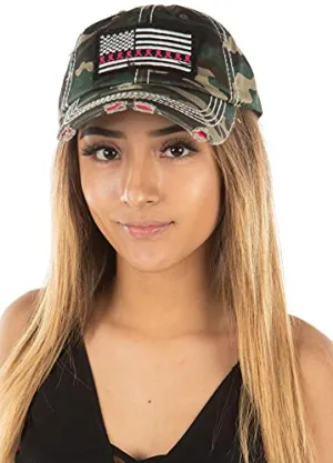 Breast Cancer Awareness Shredded Baseball Cap by Funky Junque