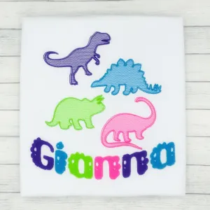 Dinosaur Mix Sketch (girl) - Name Shirt