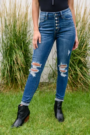 Judy Blue Ari Hi-Rise Button Fly Cuffed Skinny