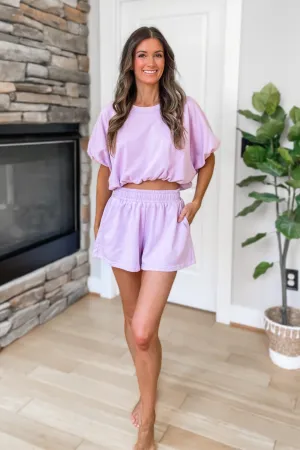 Lennon Crop Top And Shorts Set - Lavender