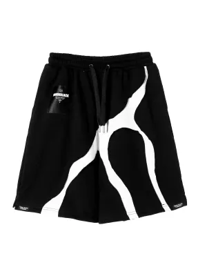 Mod Wave Movement Black & White Sweatshorts- Black