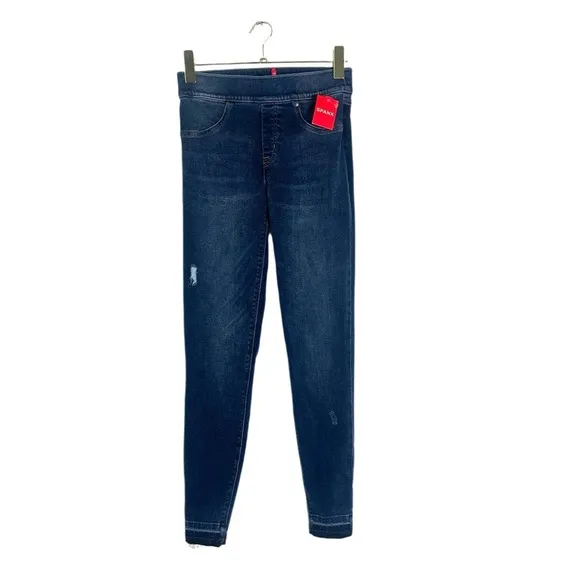 NWT Spanx Distressed Ankle Pull On Blue Jeans Size S 20203R MSRP $128