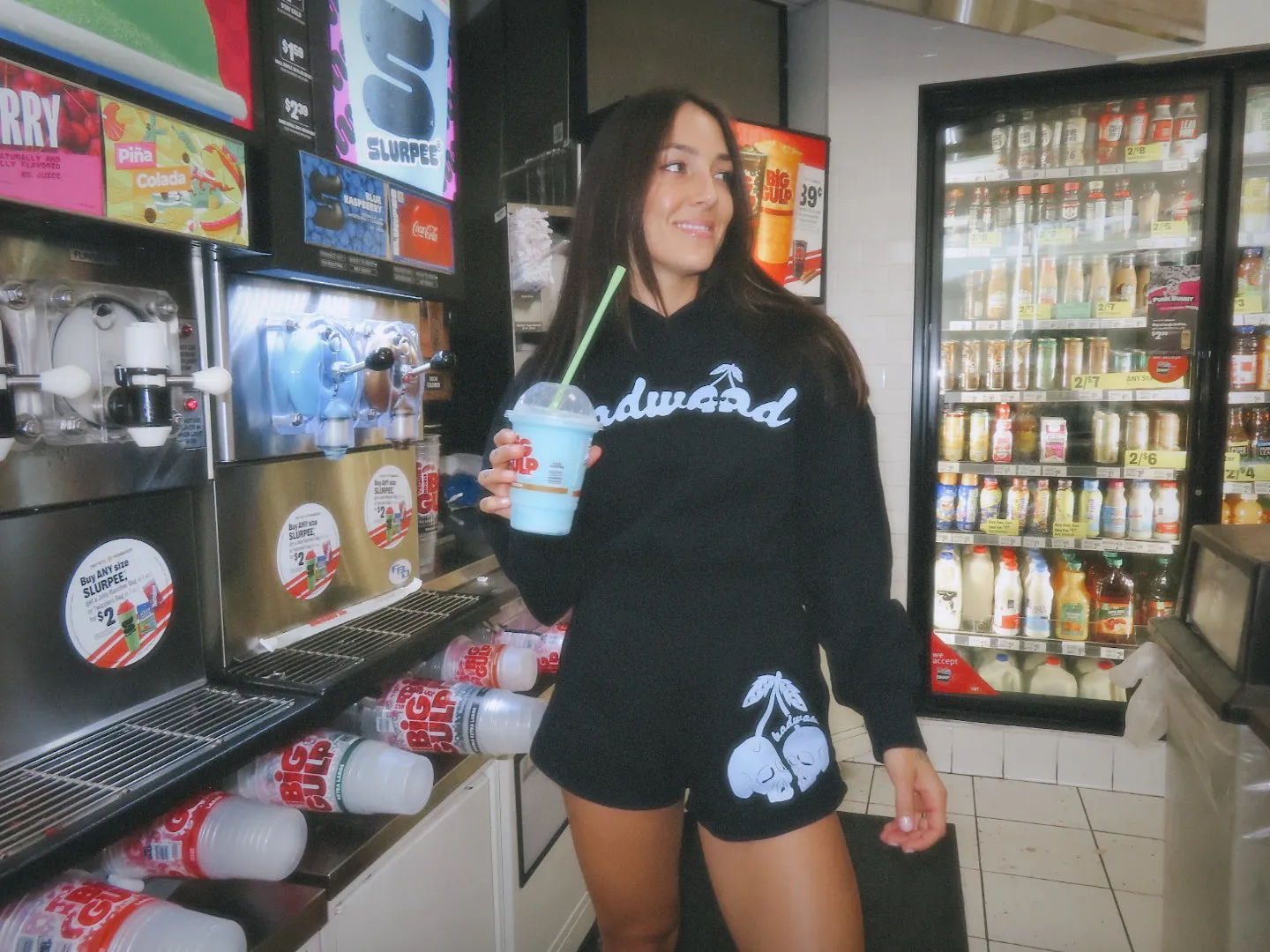 "CHERRY" CROP HOODIE in MIDNIGHT