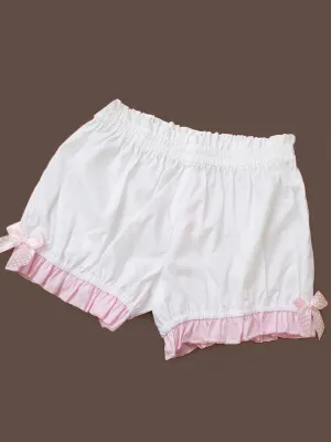 Sweet Lolita Bloomers Cotton Bow Ruffled Lolita Short Pumpkin Pants